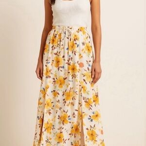 Abercrombie Size Medium Floral Midi Skirt with Elastic Waist NWT